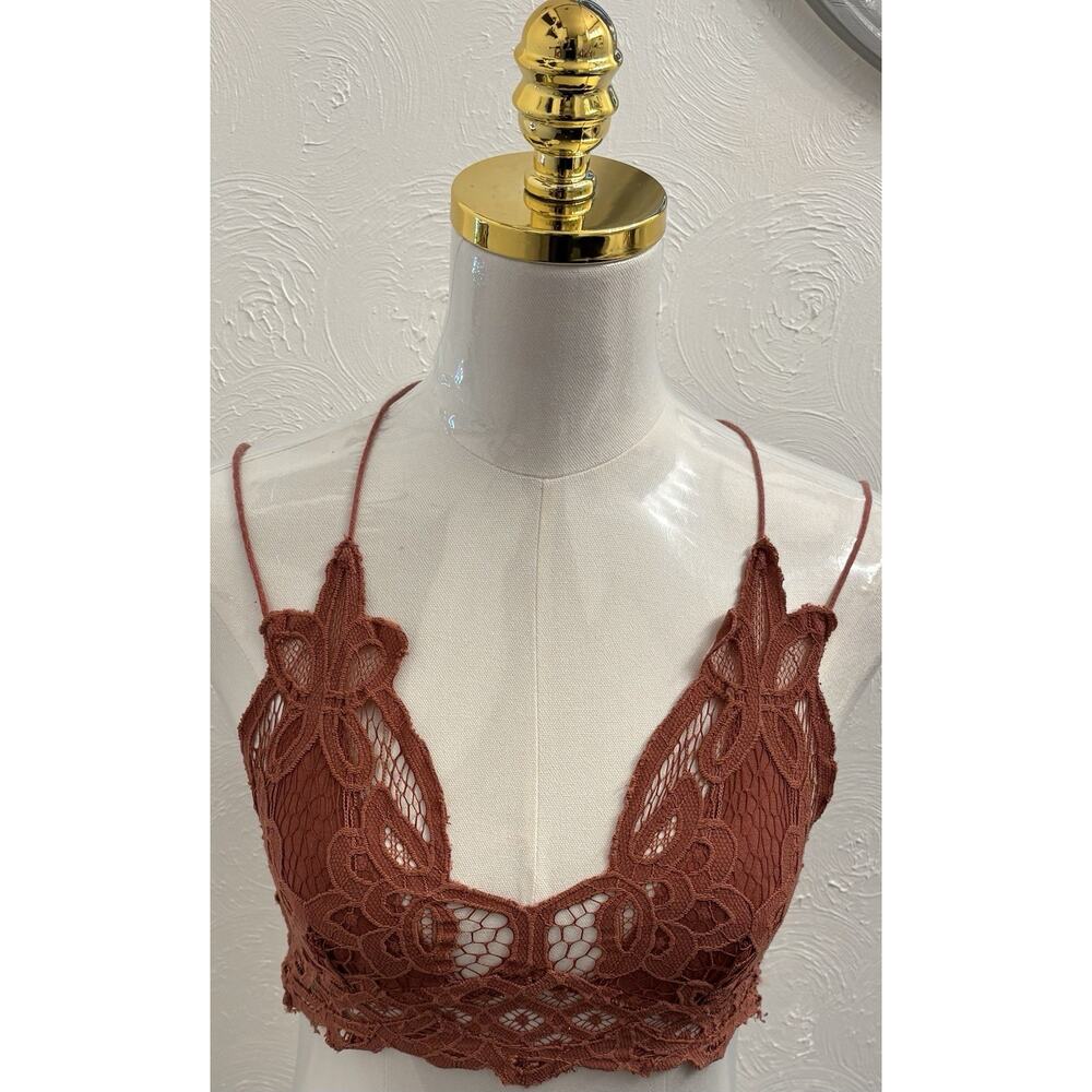 Free People Adella Bralette Crochet Lace Cooper Size XS Boho Festival